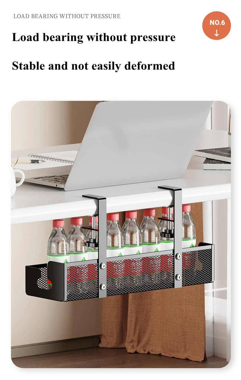 Under-Desk Cable Organizer Tray — No-Drill, Clamp-On
