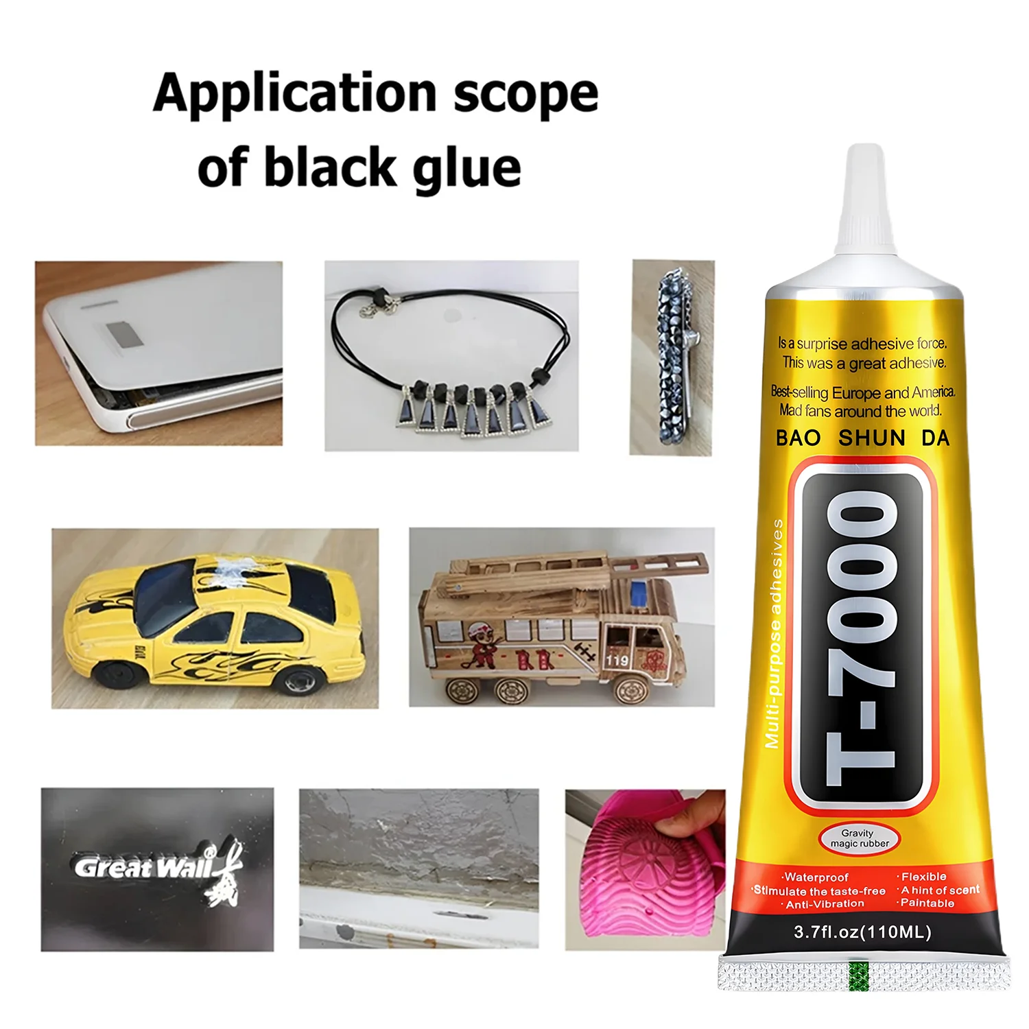 Adhesivo multiusos B-7000 / T-7000 — Pegamento transparente y negro para reparación de teléfonos, joyería y bricolaje (15 ml, 50 ml, 110 ml)