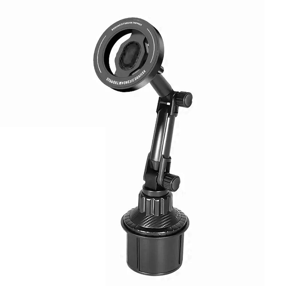 Magnetic Car Phone Mount — 360° Rotation Cup Holder Stand for MagSafe & All Smartphones