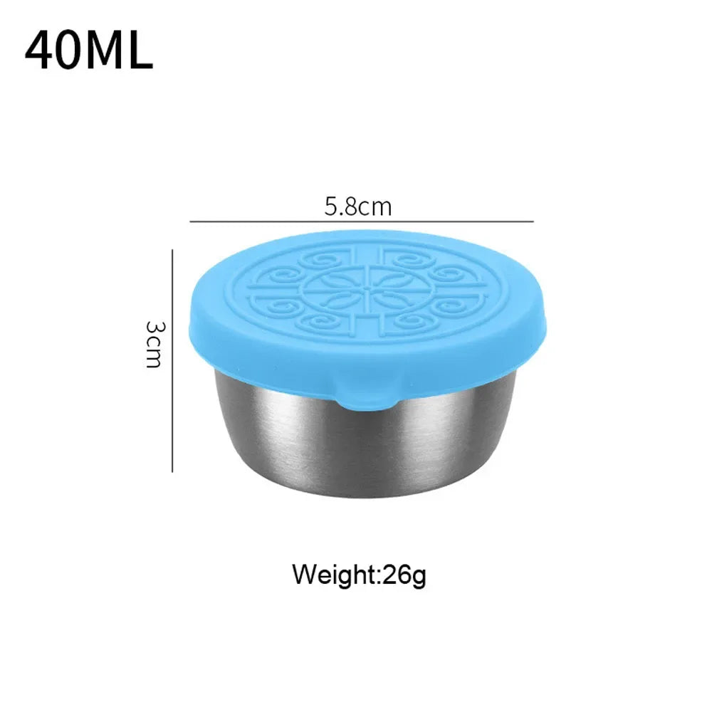 Stainless Steel Salad Dressing Container — 40ml Leakproof Reusable Cup with Silicone Lid
