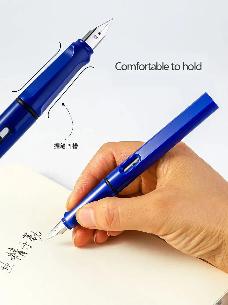 53-Piece Fountain Pen & Ink Refill Set — 3 Pens + 50 Ink Cartridges in Black, Blue & Red