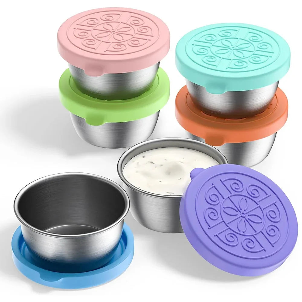 Stainless Steel Salad Dressing Container — 40ml Leakproof Reusable Cup with Silicone Lid