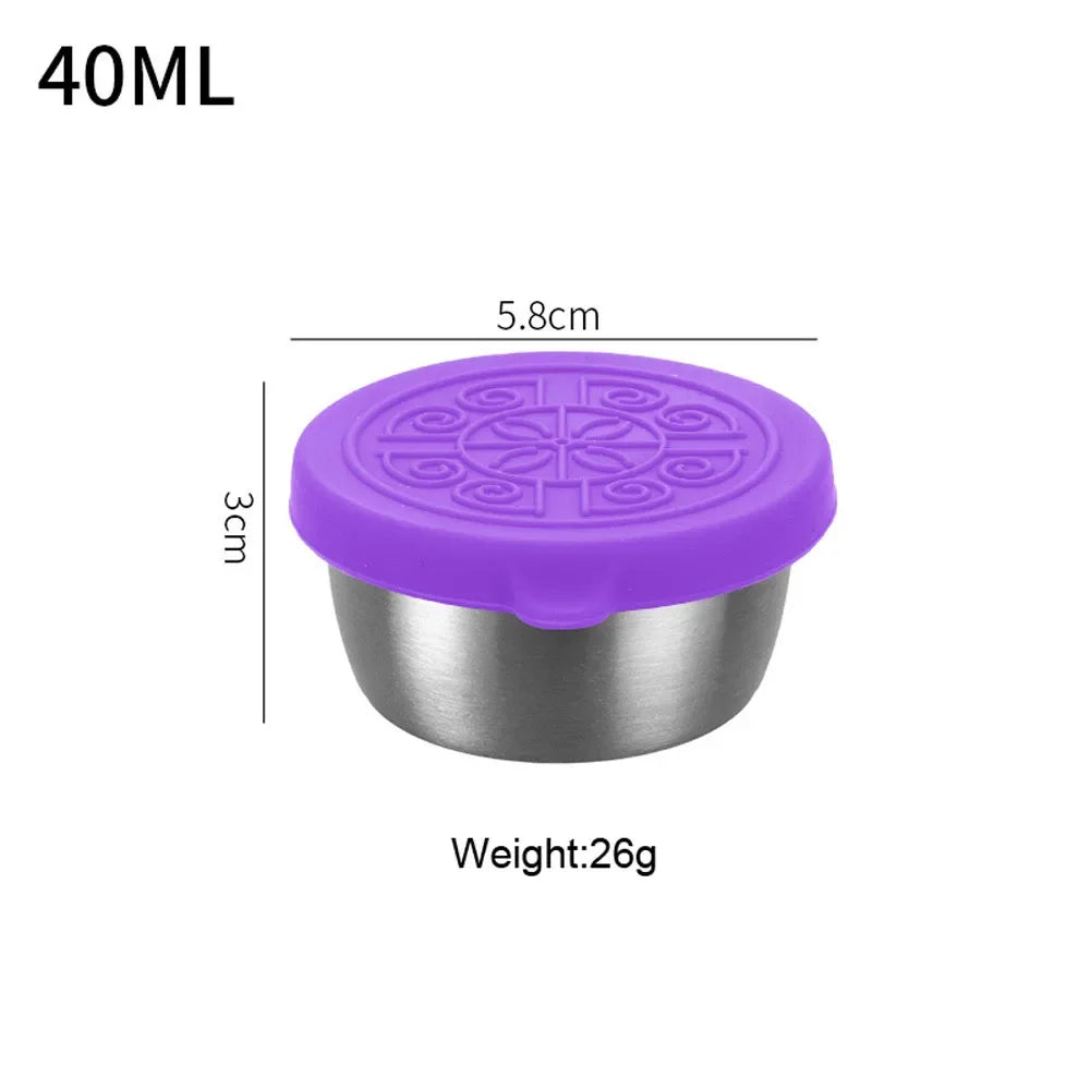 Stainless Steel Salad Dressing Container — 40ml Leakproof Reusable Cup with Silicone Lid