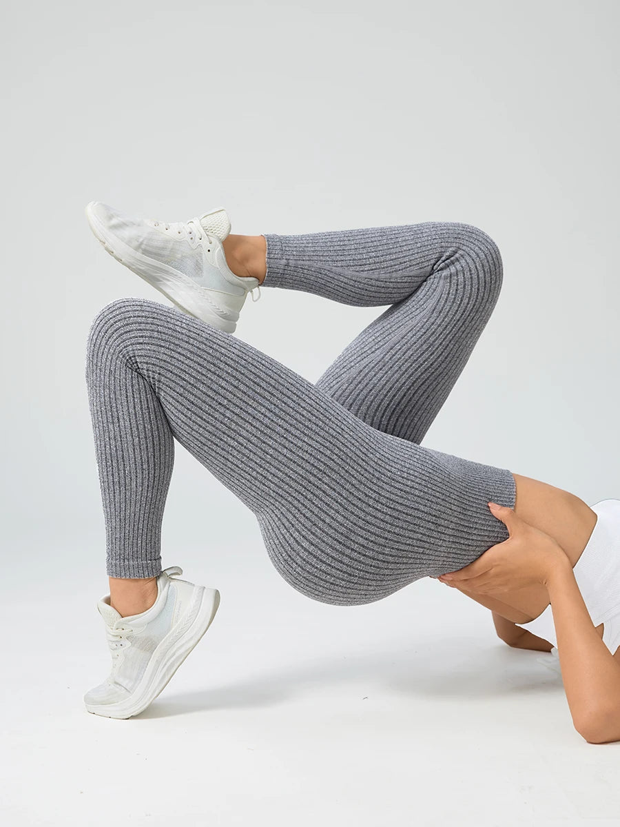 LLHOSO Leggings de yoga sin costuras para mujer — Cintura alta, control de abdomen, efecto levantamiento de glúteos, pantalones de gimnasio