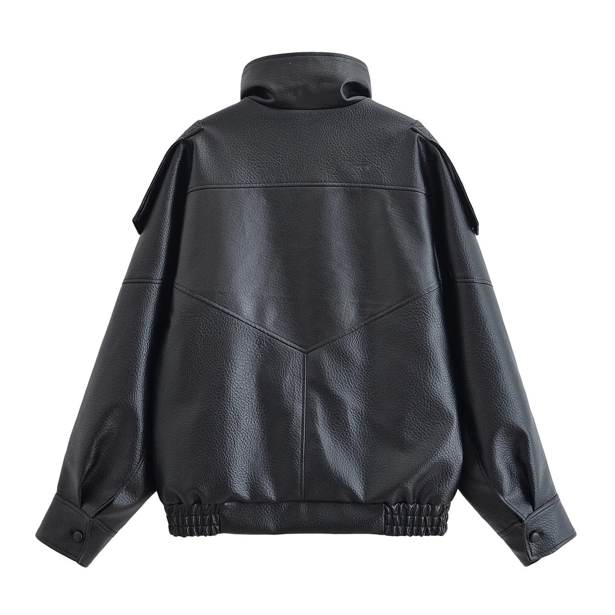 Chaqueta de polipiel con cremallera para mujer — Estilo informal urbano