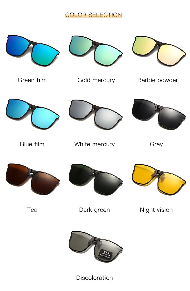 Gafas de sol polarizadas fotocromáticas de clip — Cuadradas, antideslumbrantes UV400, estilo vintage