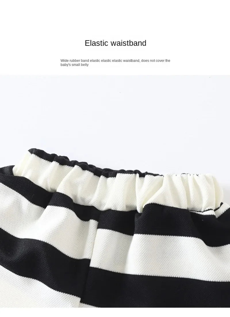 Conjunto de camiseta y shorts a rayas para niños — Chándal de verano unisex para niños y niñas de 4 a 6 años