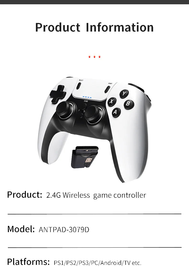 Mando inalámbrico para juegos — Gamepad 2.4G para PS1, PS2, PS3, PC y Android