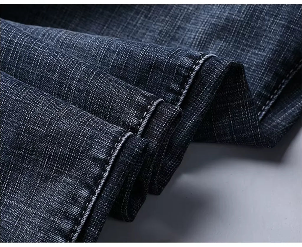 WTHINLEE Men’s Slim Straight Business Jeans — Stretch Denim Casual Work Trousers in Blue & Black