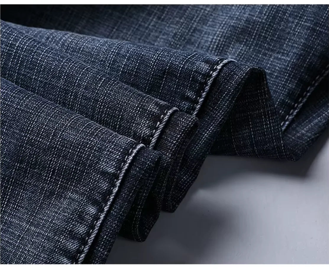 WTHINLEE Men’s Slim Straight Business Jeans — Stretch Denim Casual Work Trousers in Blue & Black