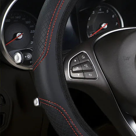 Microfiber Leather Steering Wheel Cover — No Inner Ring, Anti-Slip Breathable Universal Fit