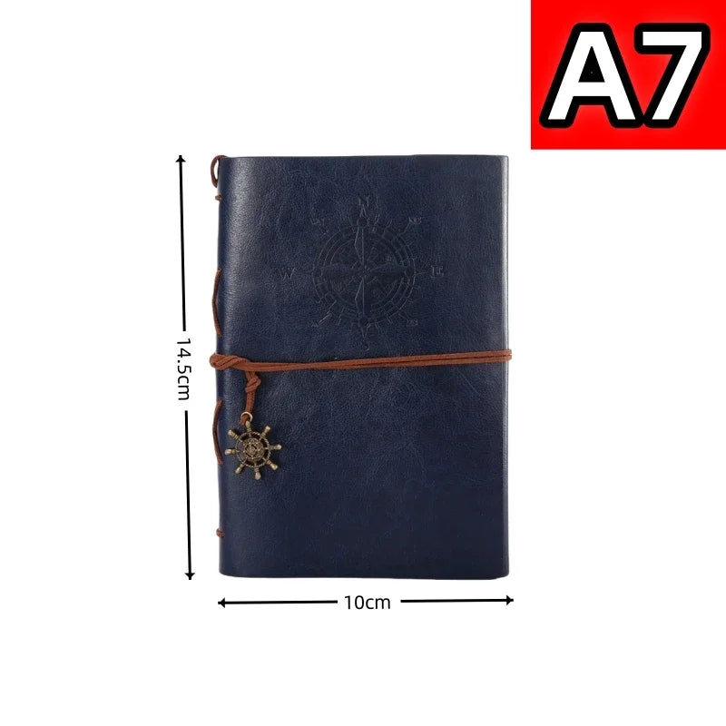 Retro PU Leather Traveler Notebook — Soft Cover Kraft Paper Diary for Kids & Adults, 14x10cm
