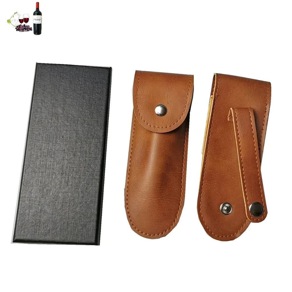 Funda de cuero para navaja plegable con soporte para linterna - Trabilla para cinturón y para llevar en el bolsillo