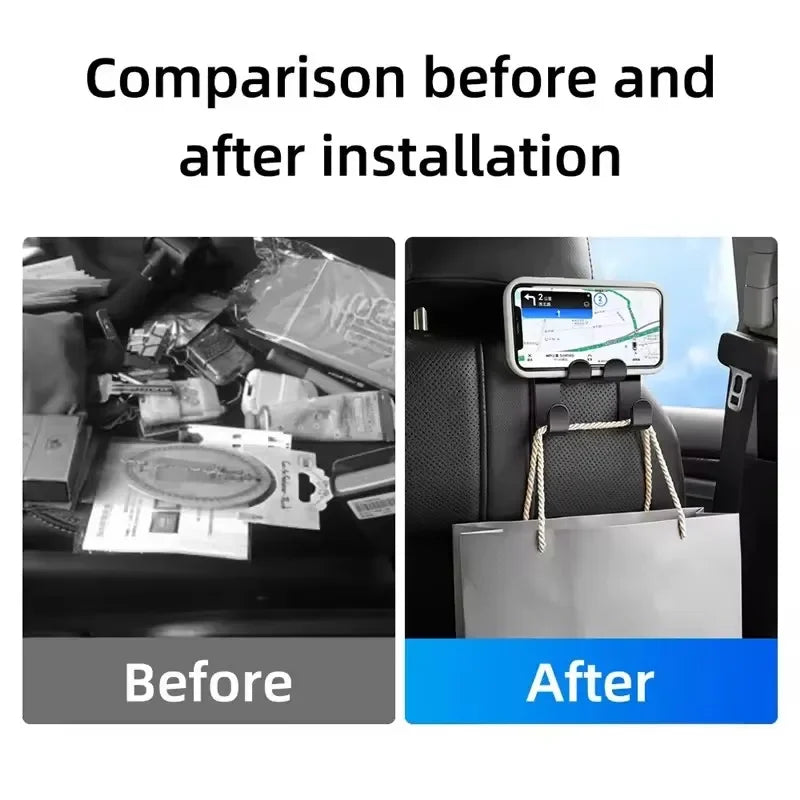 Car Back Seat Phone Holder — Headrest Hook & Lazy Bracket for All Phones