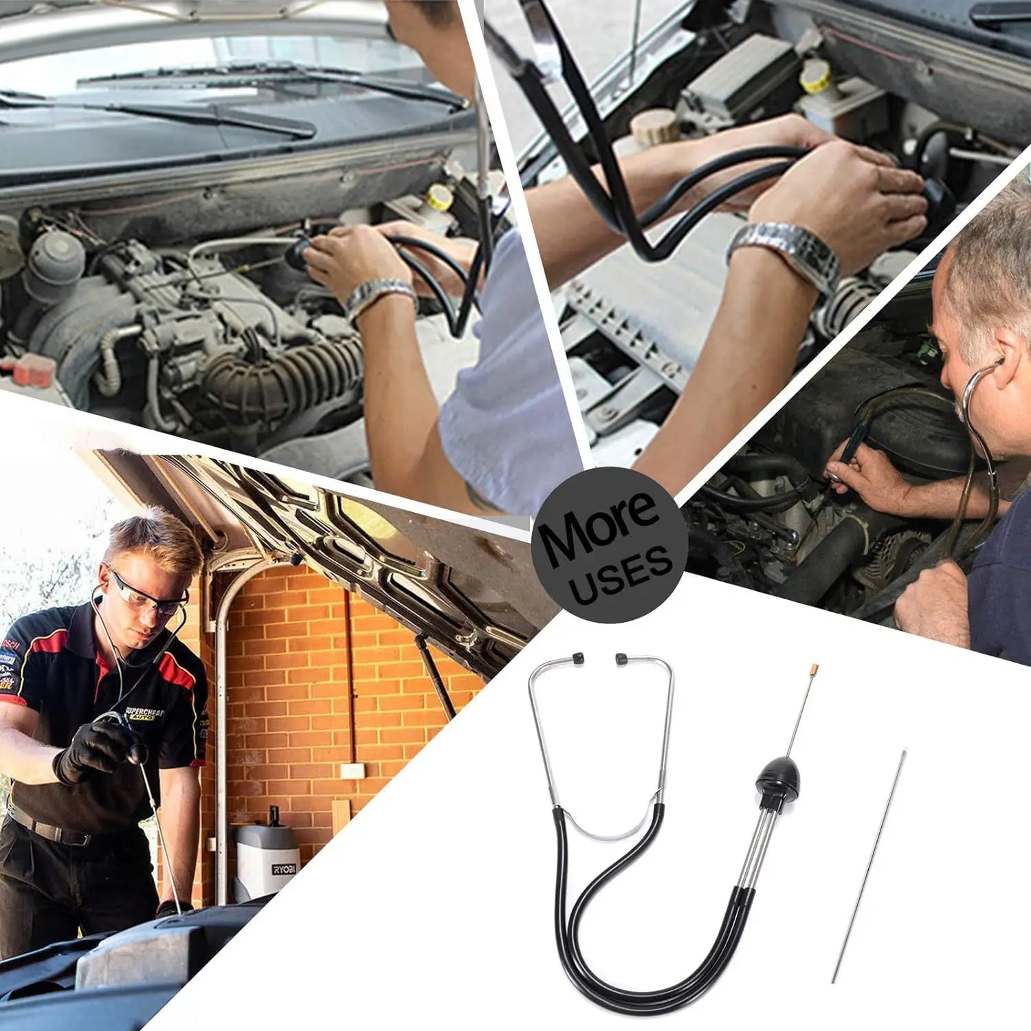 Estetoscopio de Cilindros de Motor Automotriz — Herramienta de Diagnóstico Auditivo para Mecánicos para Bloques de Motor de Automóviles