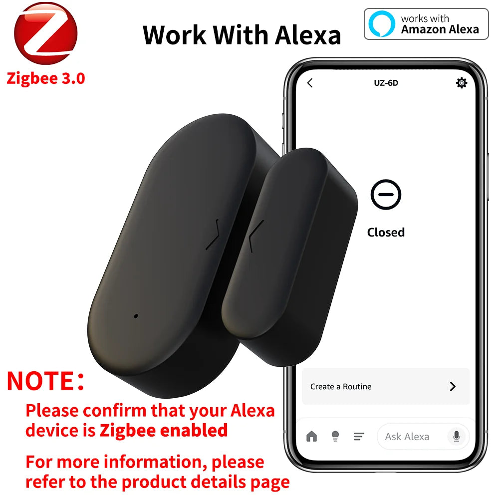 Zigbee 3.0 Door & Window Contact Sensor — Smart Home Security Sensor for Home Assistant, Alexa & Yandex