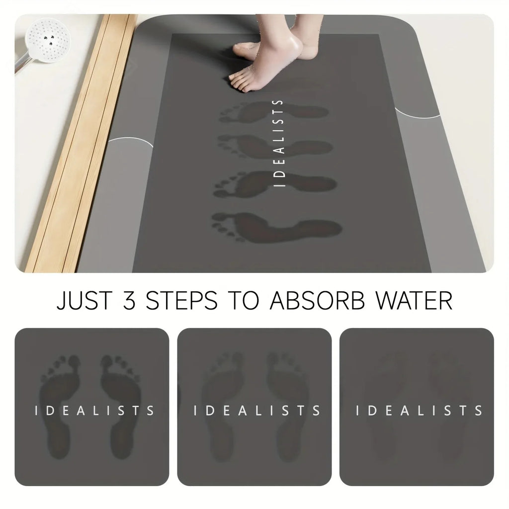 Diatomaceous Earth Bath Mat — Super Absorbent, Non-Slip, Fast-Drying Floor Mat for Bathroom & Kitchen