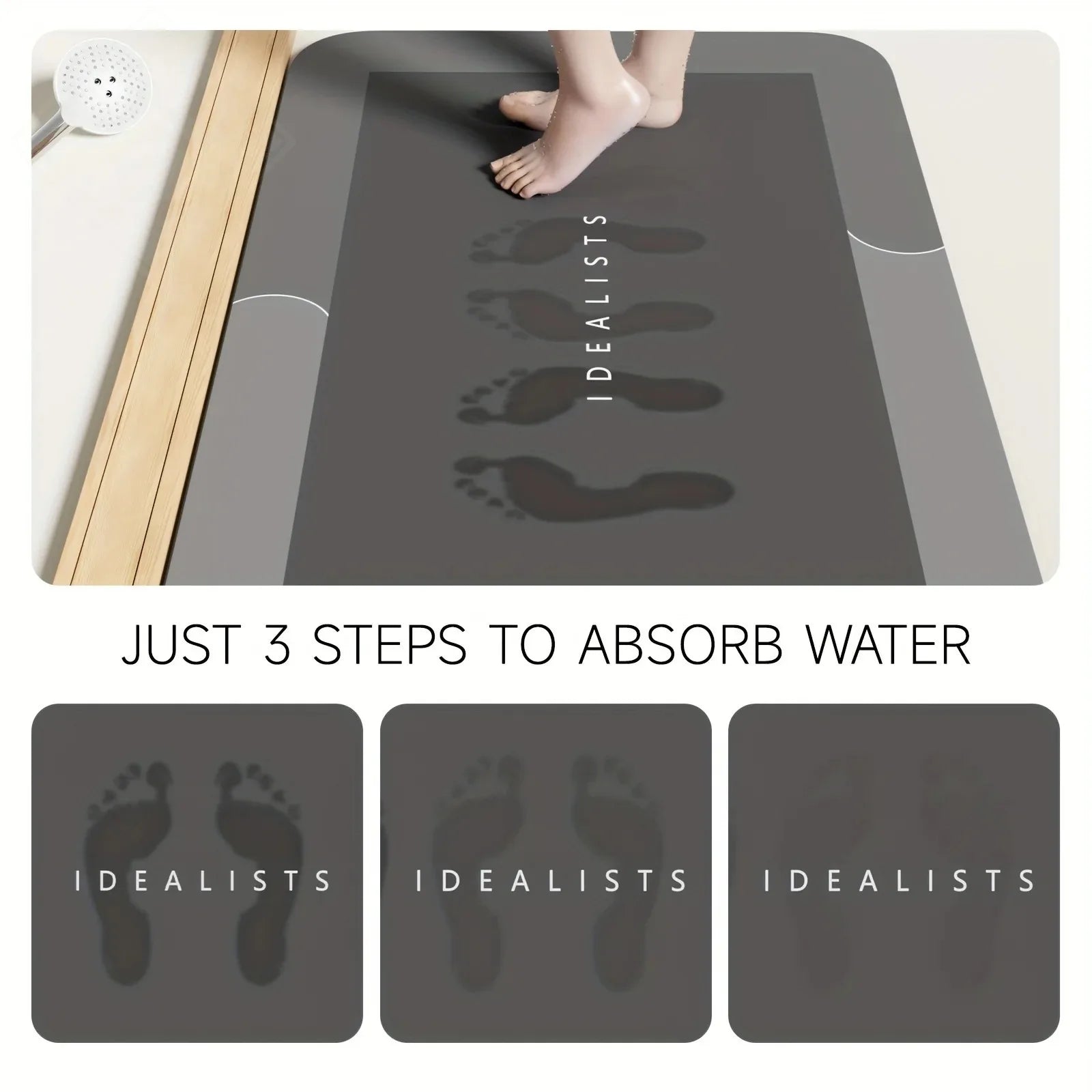 Diatomaceous Earth Bath Mat — Super Absorbent, Non-Slip, Fast-Drying Floor Mat for Bathroom & Kitchen