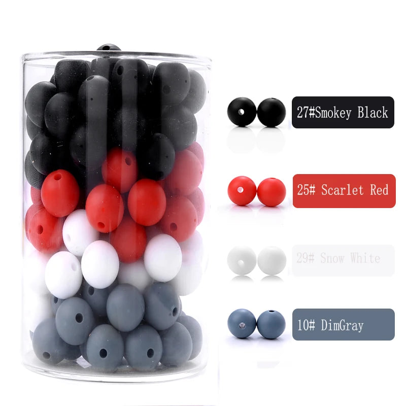 Cuentas de silicona para mordedor de bebé, paquete de 50 unidades, redondas de 12 mm, cuentas de chupete DIY sin BPA