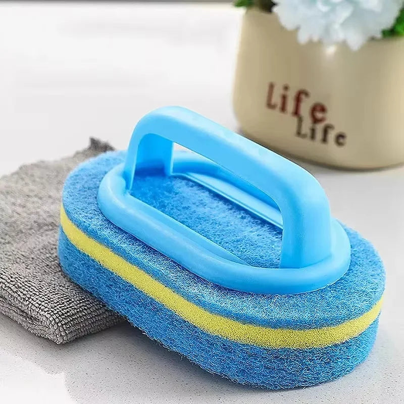 Kitchen Cleaning Brush with Handle — High-Density Scouring Pad for Pots, Tiles & Walls