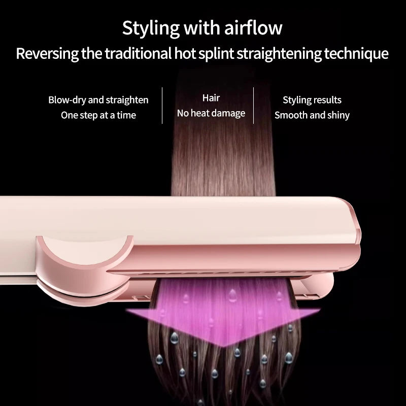 2-in-1 Hair Dryer & Flat Iron — Negative Ion Hair Styler for Drying & Straightening