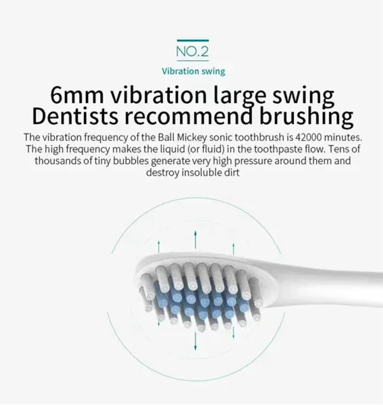 Electric Ultrasonic Toothbrush — 6-Speed Modes, USB Rechargeable, Waterproof Adult Tooth Cleaner
