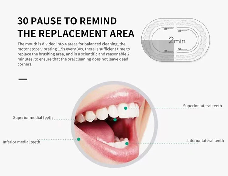 Electric Ultrasonic Toothbrush — 6-Speed Modes, USB Rechargeable, Waterproof Adult Tooth Cleaner