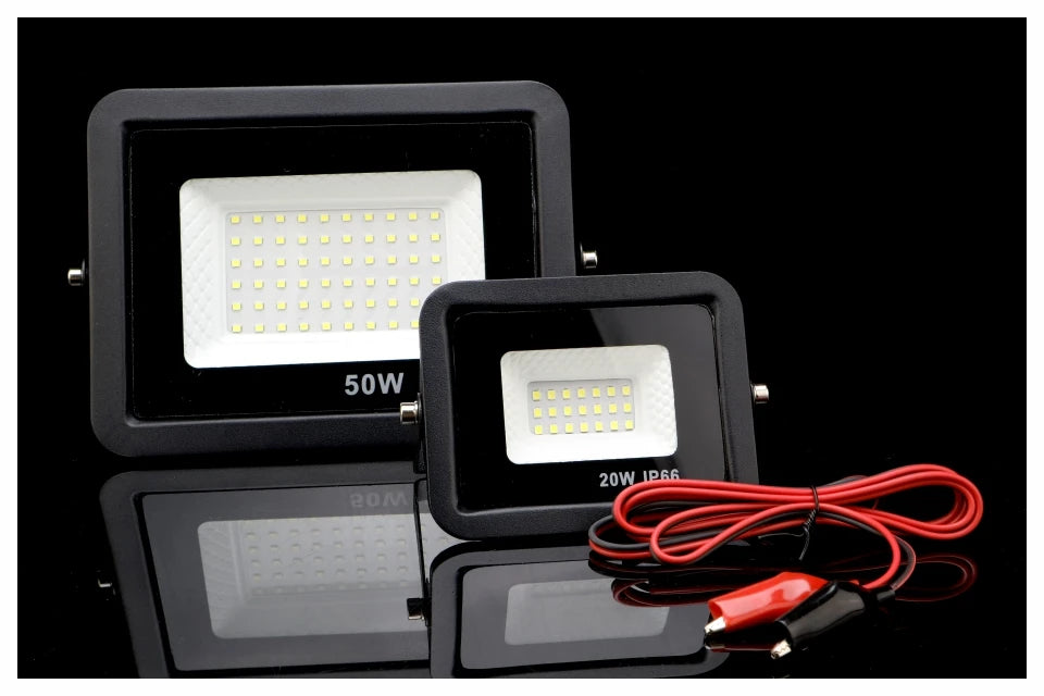 DC 12V LED Flood Light — 20W/30W/50W/100W Waterproof Outdoor Spotlight IP66
