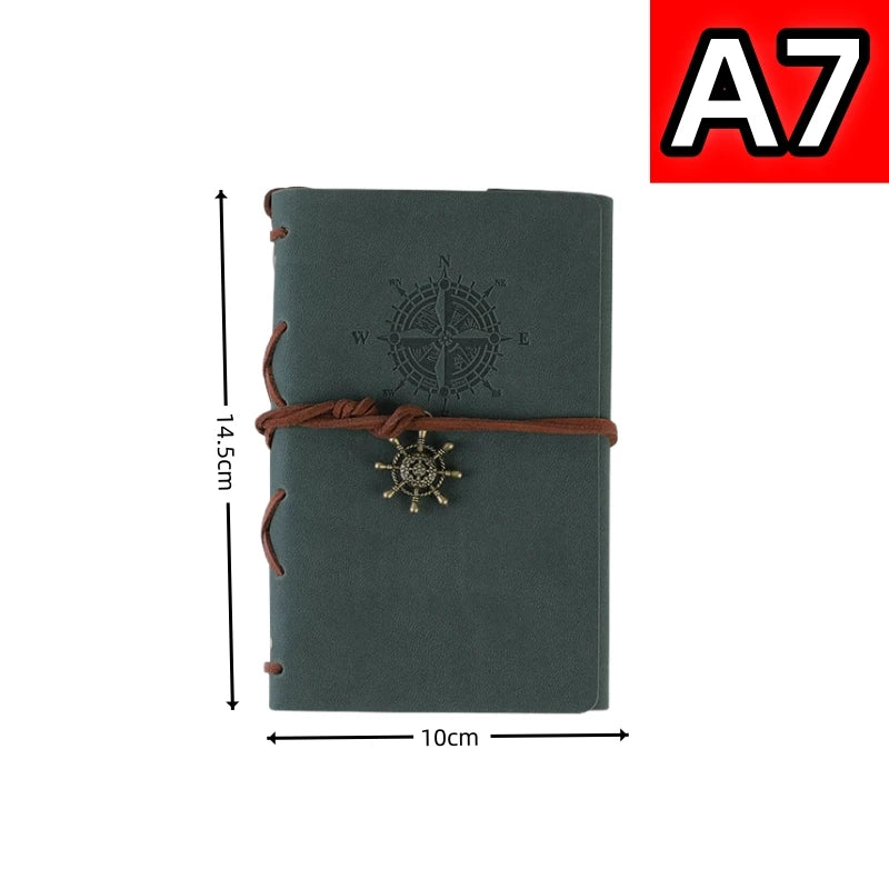 Retro PU Leather Traveler Notebook — Soft Cover Kraft Paper Diary for Kids & Adults, 14x10cm