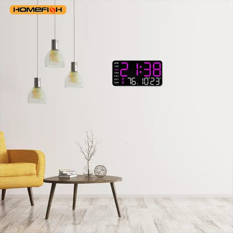 Reloj de Pared Digital LED Gigante — Hora, Temperatura, Fecha y Alarma