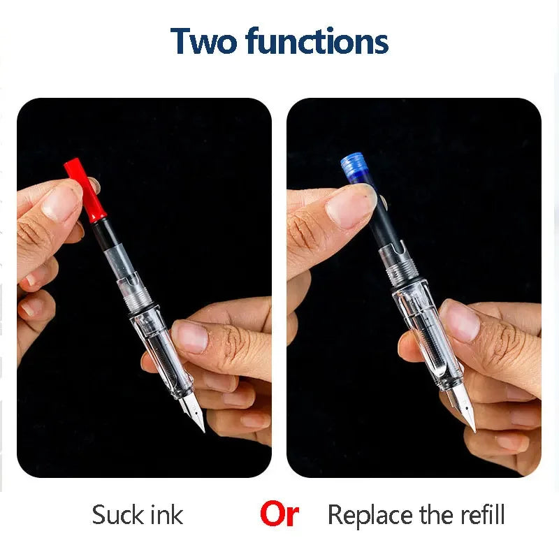 53-Piece Fountain Pen & Ink Refill Set — 3 Pens + 50 Ink Cartridges in Black, Blue & Red