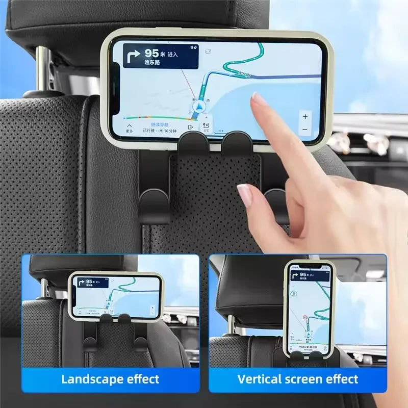 Car Back Seat Phone Holder — Headrest Hook & Lazy Bracket for All Phones