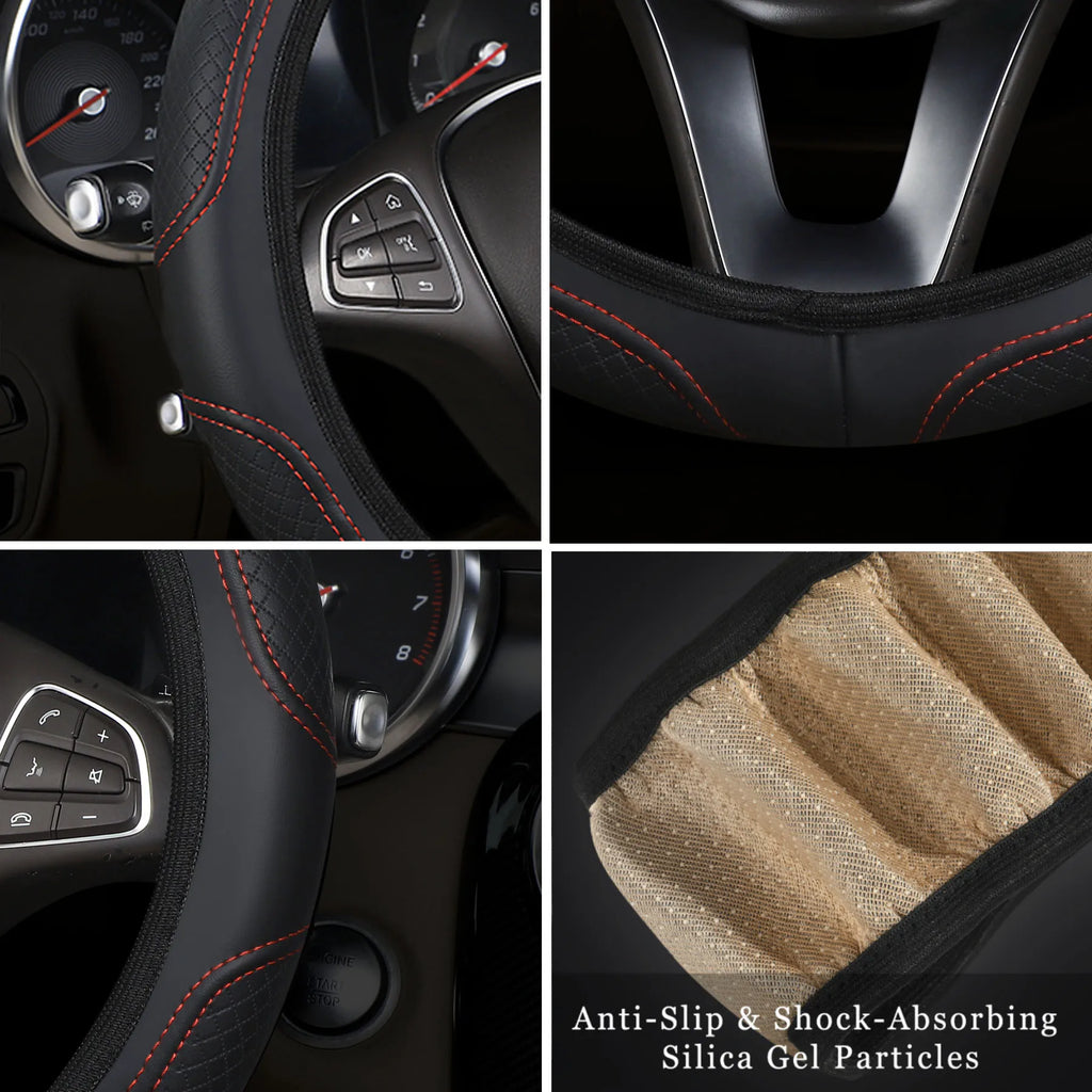 Microfiber Leather Steering Wheel Cover — No Inner Ring, Anti-Slip Breathable Universal Fit