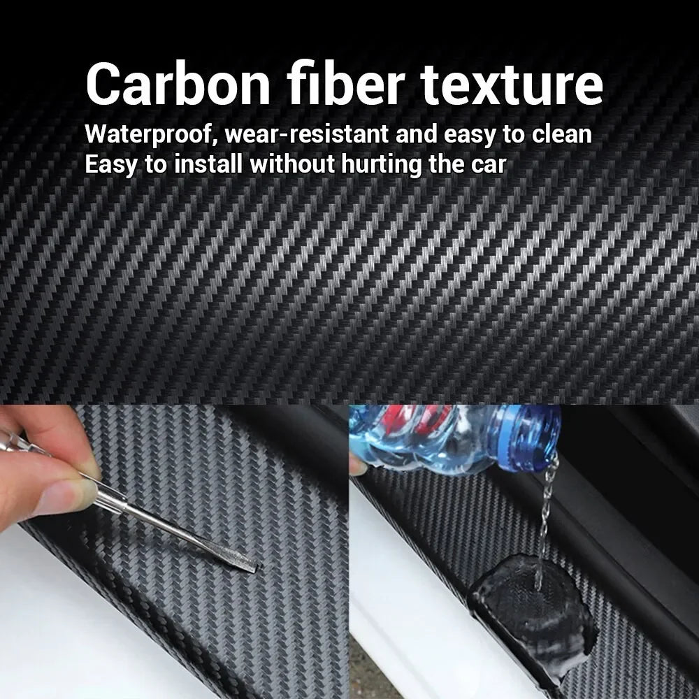 Cinta Protectora para Puertas de Coche de Nanofibra de Carbono — Tira Adhesiva Impermeable Antirrayas 1–5m