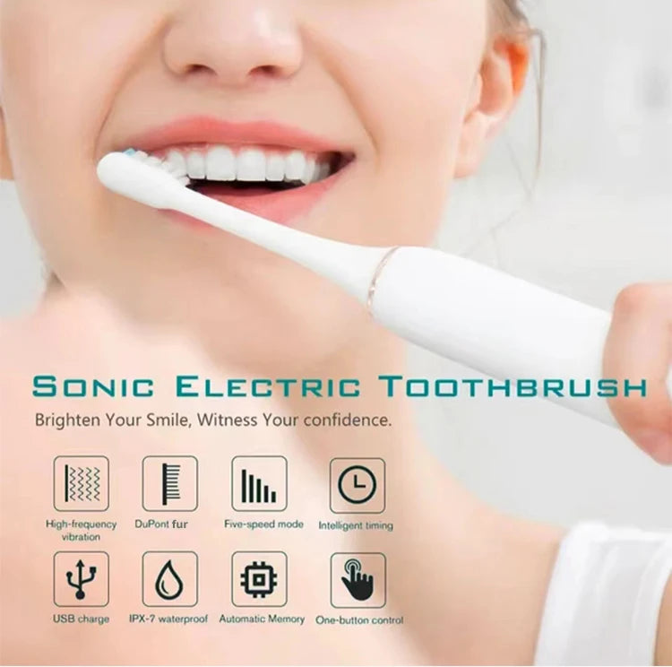 Electric Ultrasonic Toothbrush — 6-Speed Modes, USB Rechargeable, Waterproof Adult Tooth Cleaner