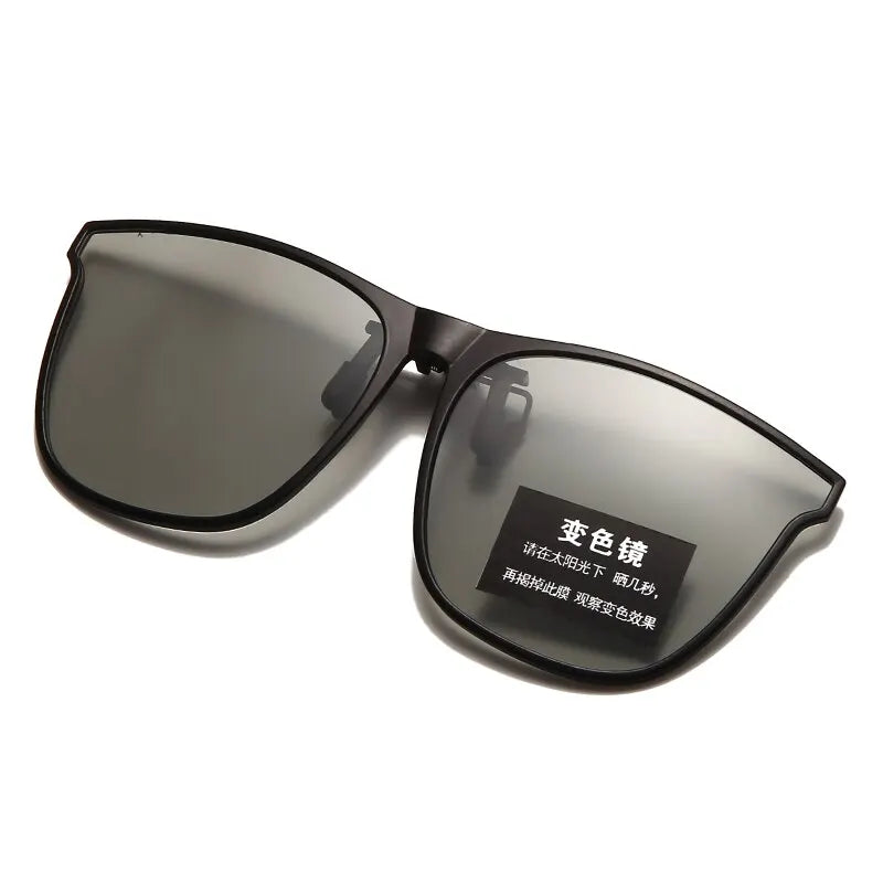 Gafas de sol polarizadas fotocromáticas de clip — Cuadradas, antideslumbrantes UV400, estilo vintage