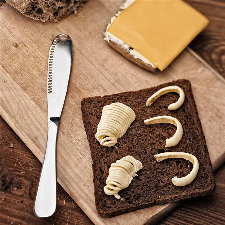 3-in-1 Stainless Steel Butter & Cheese Knife — Spreader, Cutter & Scraper Kitchen Tool