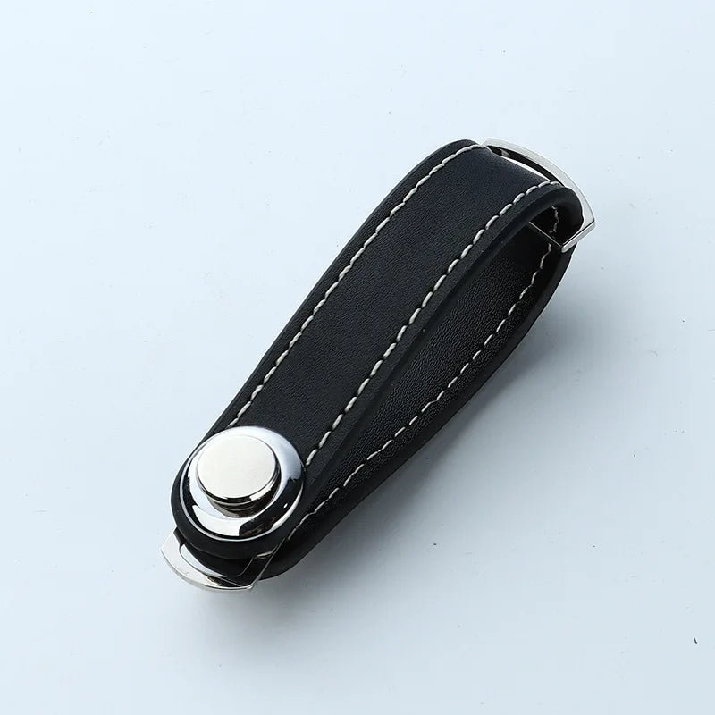 Smart Leather Key Organizer Wallet — Compact Car Key Pouch with Keychain Ring & Hooks