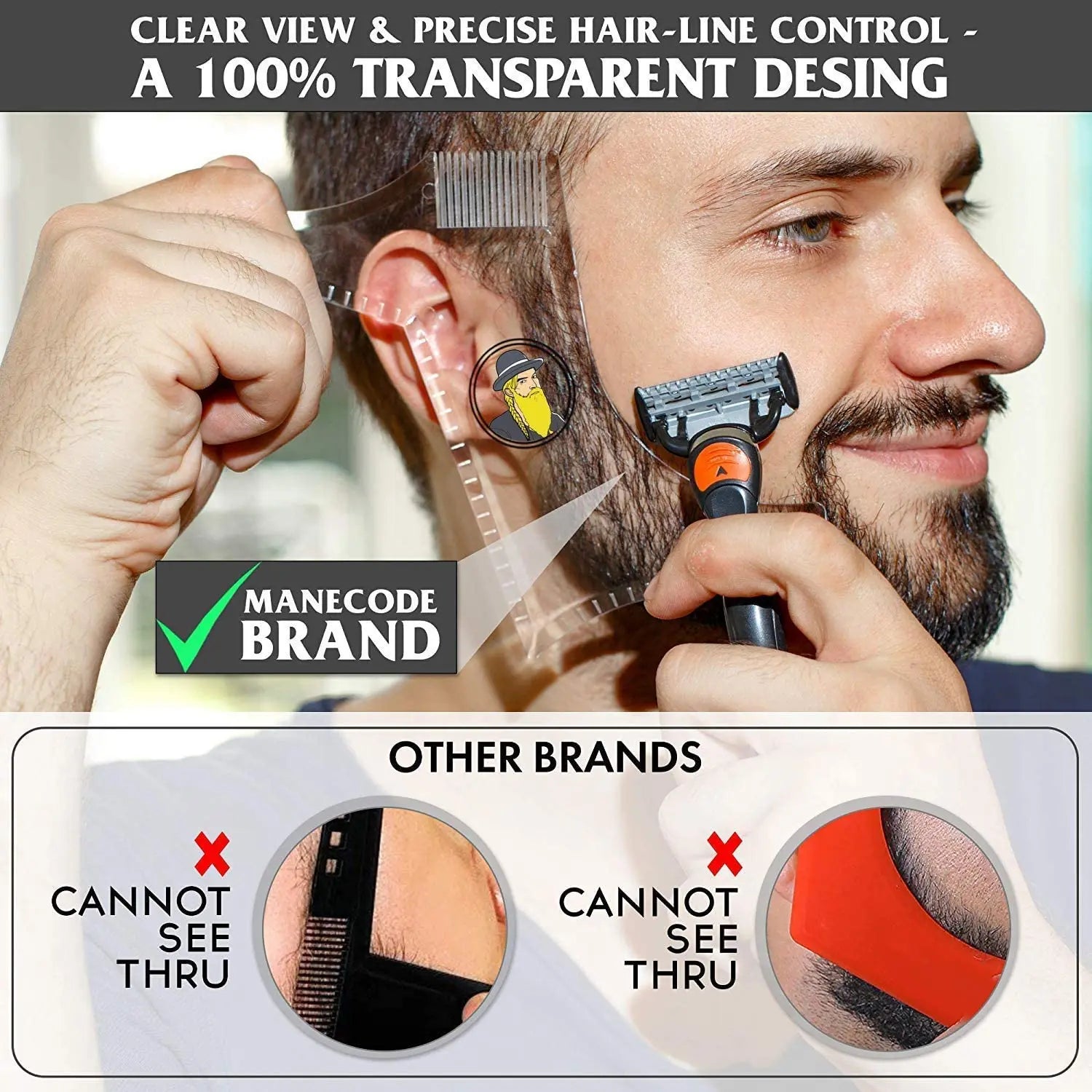 Men's Beard Shaping Tool — All-in-One Stainless Steel Styling Template & Comb