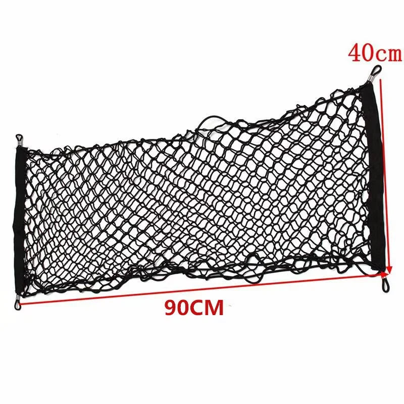 Organizador de malla elástica para maletero de coche — Red de carga universal de nailon de 90x40cm con ganchos