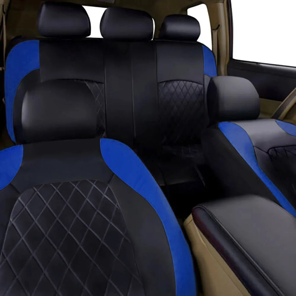 Quilted PU Leather Car Seat Cover Set — Full 9-Piece Waterproof Universal Fit for Sedan, SUV & Truck
