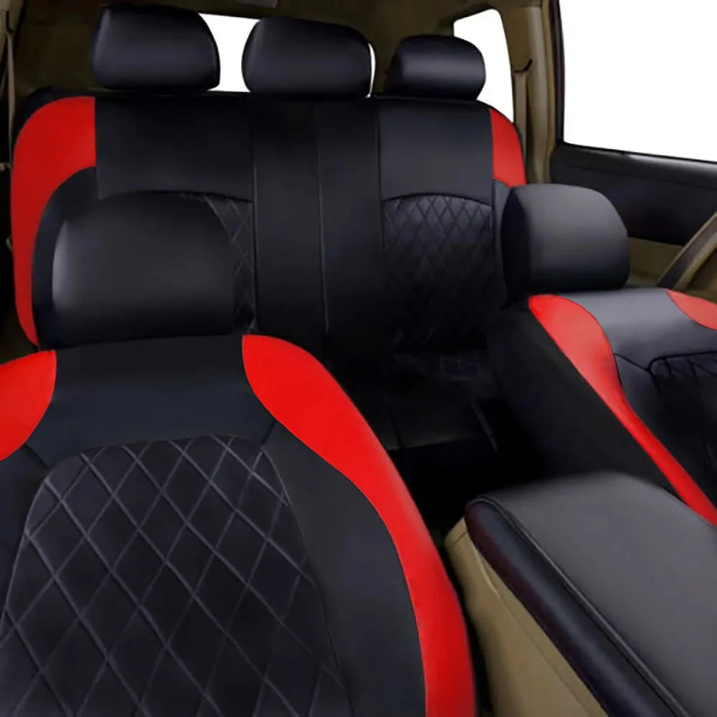 Quilted PU Leather Car Seat Cover Set — Full 9-Piece Waterproof Universal Fit for Sedan, SUV & Truck