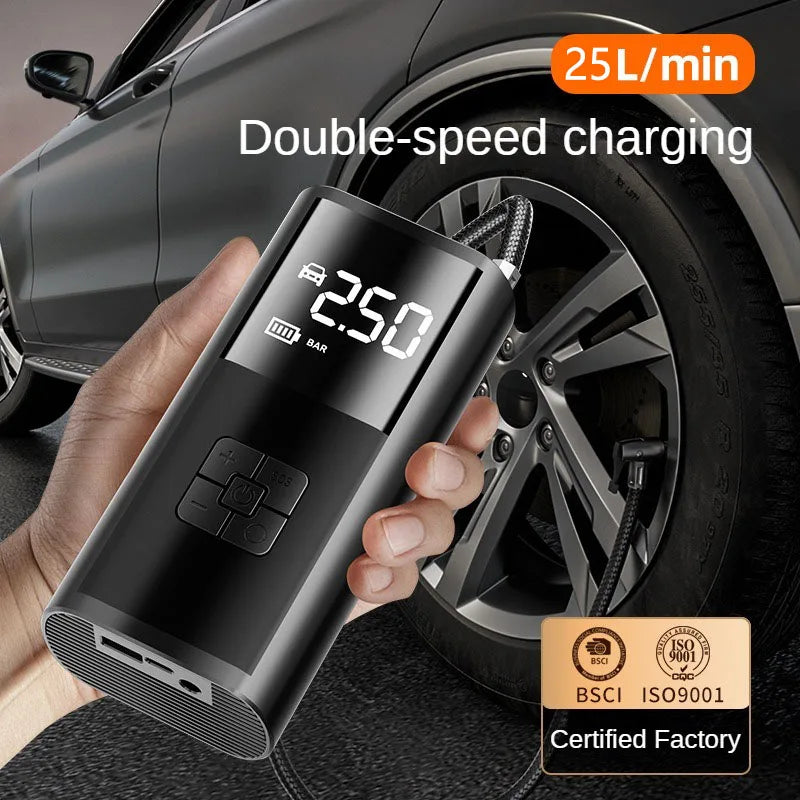 Compresor de aire portátil de 150 PSI para inflar neumáticos — Bomba compacta inalámbrica y con cable para coches, bicicletas y más