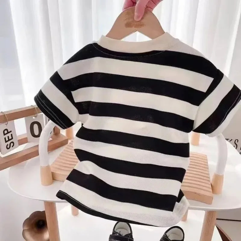 Kids Striped T-Shirt & Shorts Set — Summer Unisex Casual Tracksuit for Boys & Girls