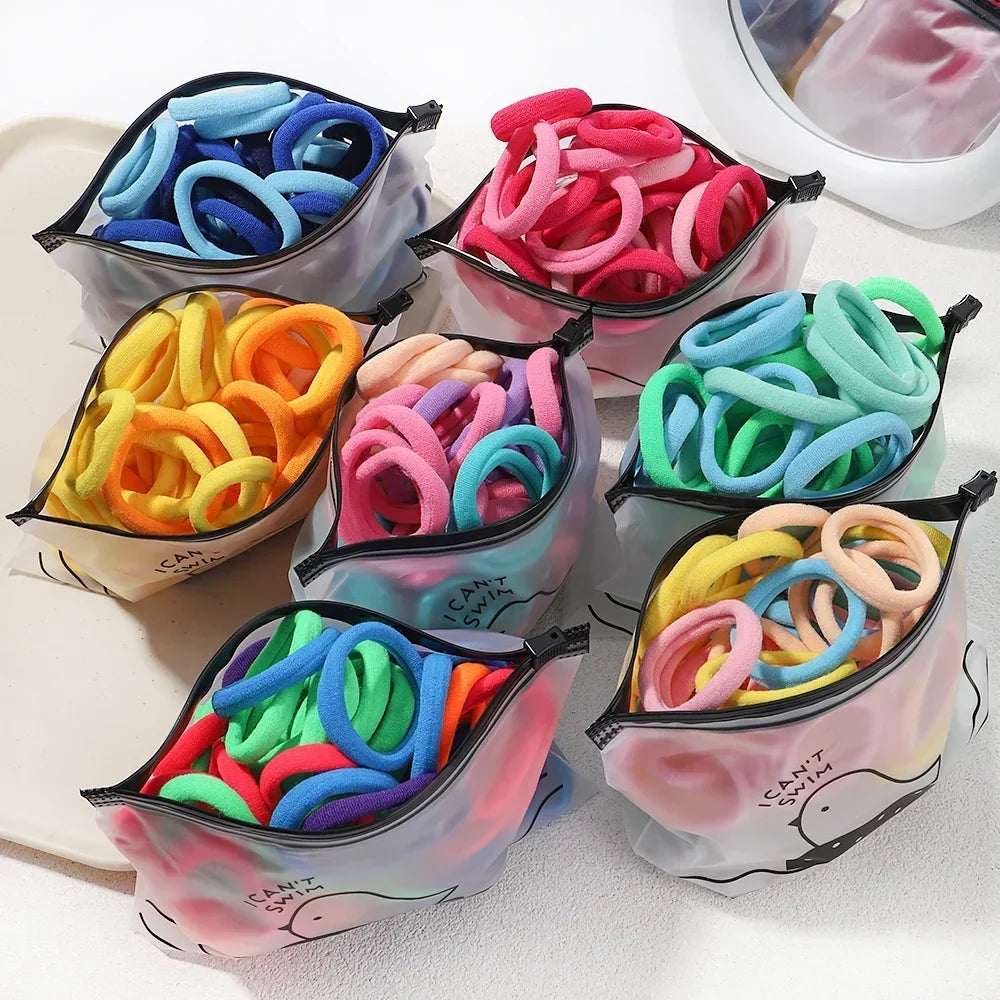 Mixed Colors Hair Ties & Scrunchies — 30/50/100-Pack Elastic Bands