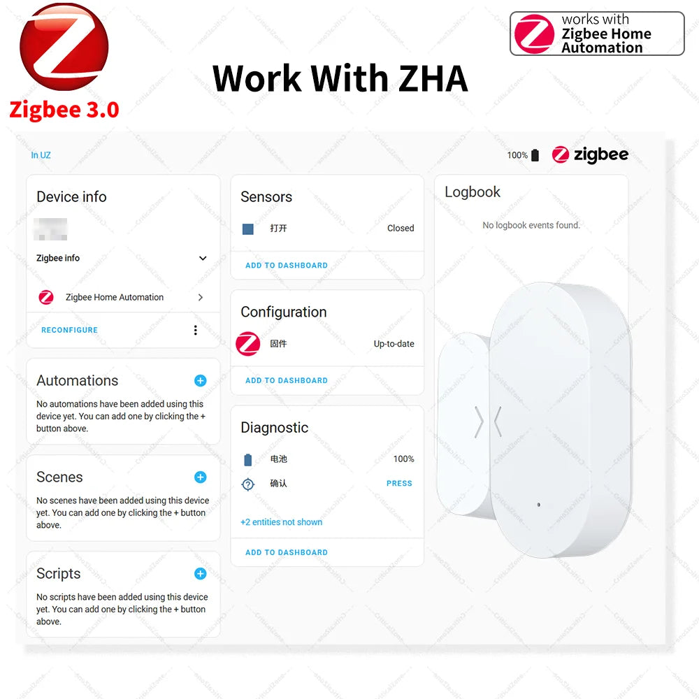 Zigbee 3.0 Door & Window Contact Sensor — Smart Home Security Sensor for Home Assistant, Alexa & Yandex