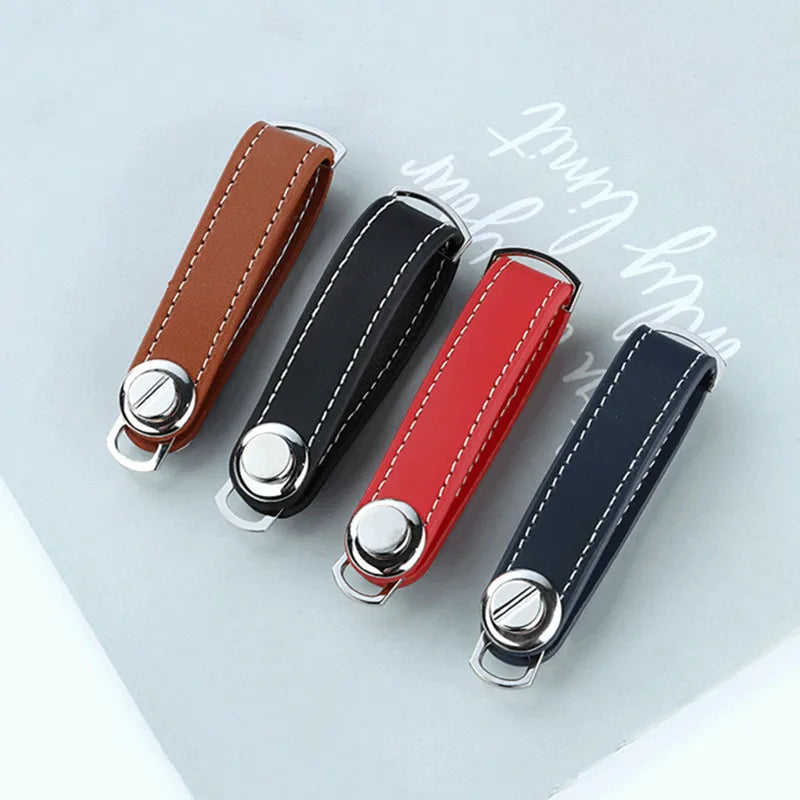 Smart Leather Key Organizer Wallet — Compact Car Key Pouch with Keychain Ring & Hooks
