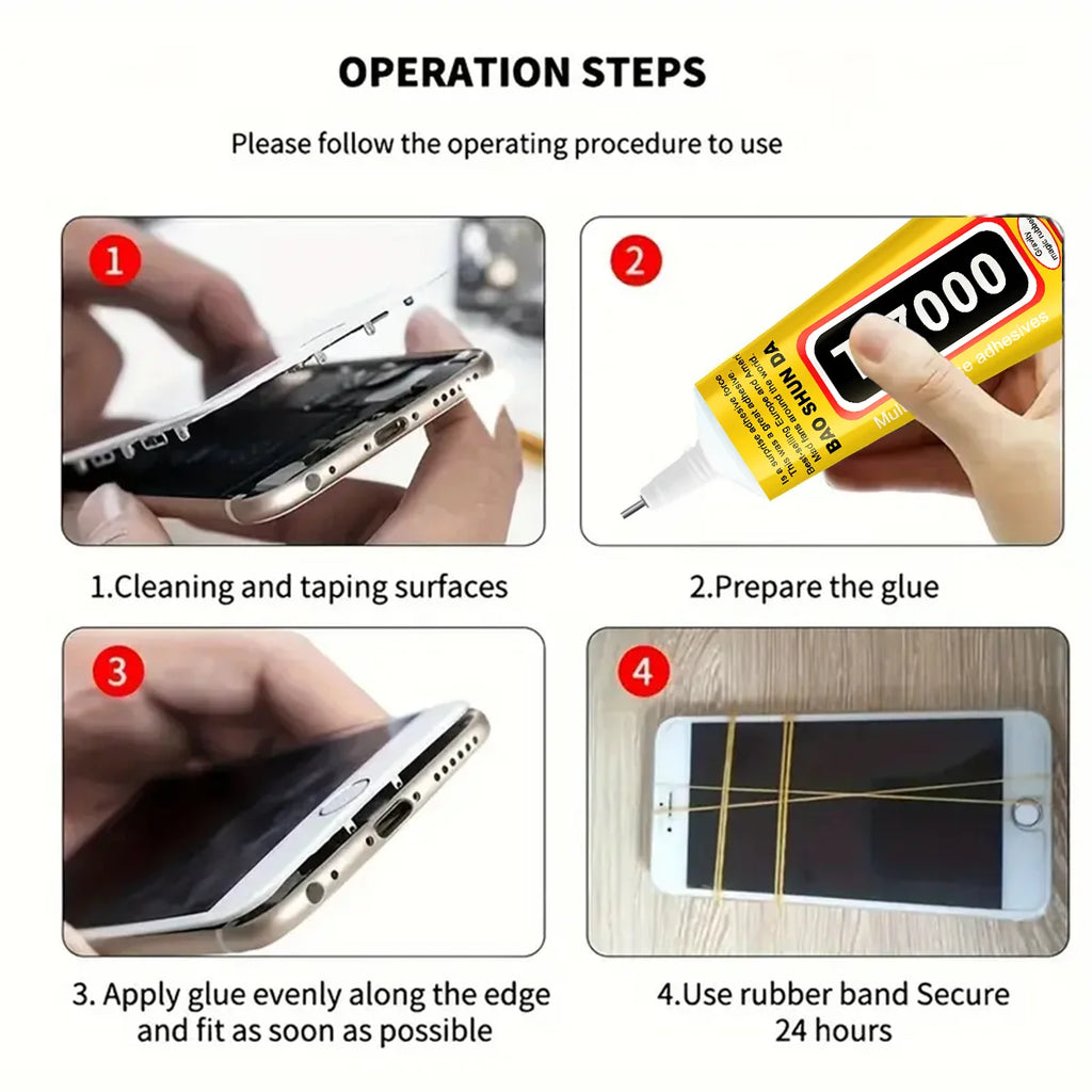 Adhesivo multiusos B-7000 / T-7000 — Pegamento transparente y negro para reparación de teléfonos, joyería y bricolaje (15 ml, 50 ml, 110 ml)