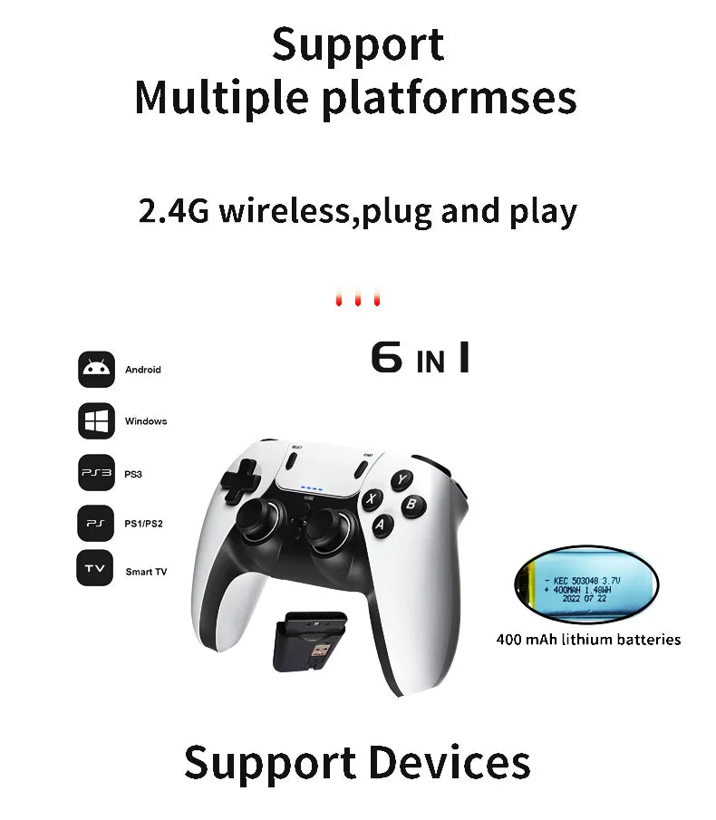 Mando inalámbrico para juegos — Gamepad 2.4G para PS1, PS2, PS3, PC y Android