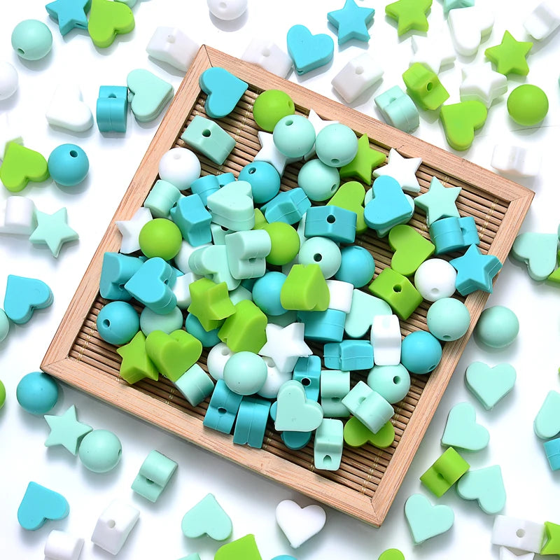 Cuentas de silicona para mordedor de bebé, paquete de 50 unidades, redondas de 12 mm, cuentas de chupete DIY sin BPA